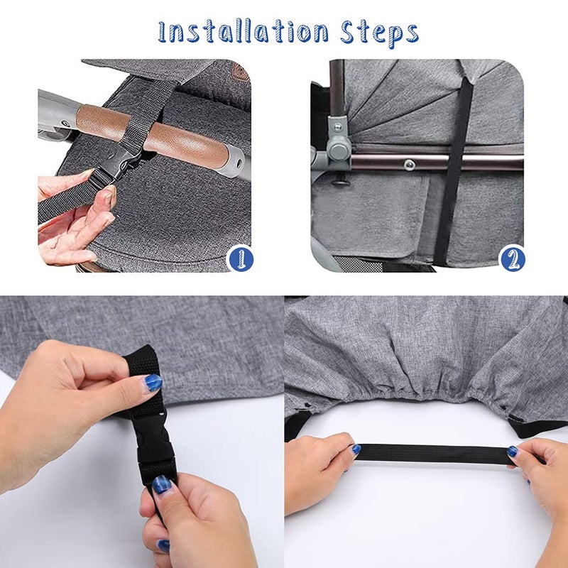 Apol Pram Sunshade Sun Cover, Sun Shade Stroller for Baby, Universal Waterproof Stroller Sunshade Cover Anti-UV with Viewing Window for Stroller(Grey) - Image 4